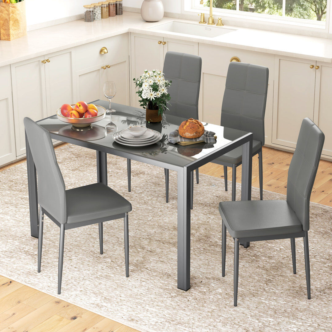17 Stories Mickelle 4 - Person Dining Set Gray 4