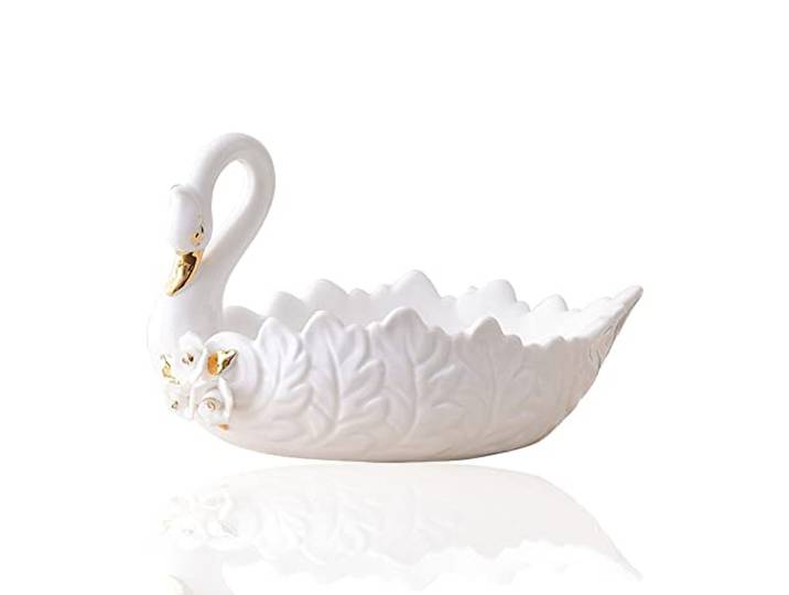 Obstschale Obst Etagere Obstkorb Obstschale Schwan Keramik Obstschale Obst Teller Hohe Kapazität Halter Couchtisch Home Decoration Candy Platte Wohnzimmer Dekoration Obst Korb Weiß Obstschale Etagere