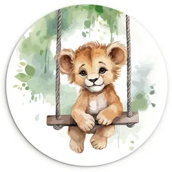 WANDBILD Löwe - Tier - Kinder - Dschungel Wandbild 120x120 cm
