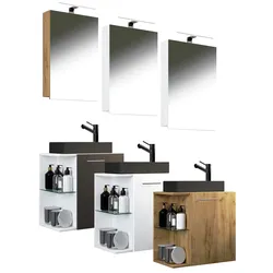 VCM 3-tlg Set   Waschplatz für Gäste WC   Gästebad   Waschtisch mit Spiegel   Badezimmer Set – Hausa SP-BL