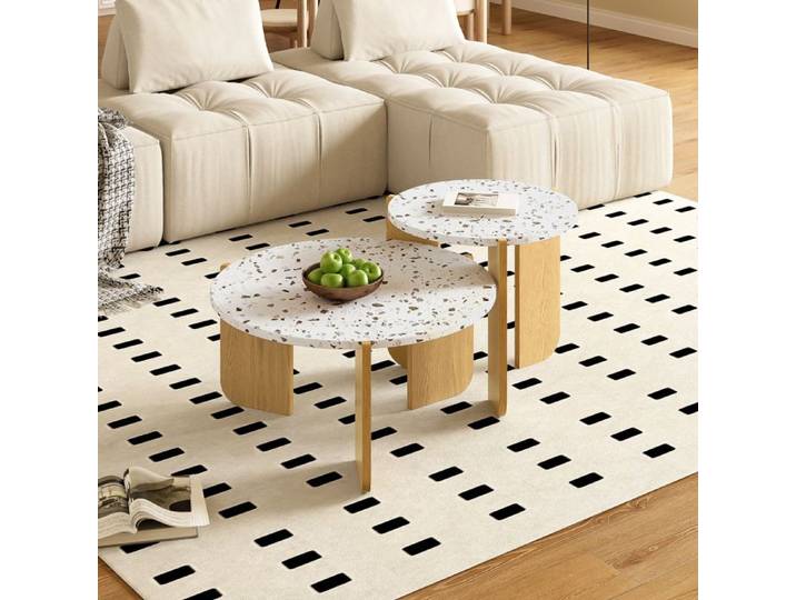 Table basse contemporaine Kit de table basse pour salon Table basse canapé et balcon Set de 2 En MDF Naturel