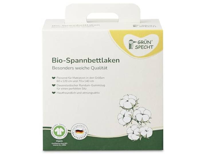 GRÜNSPECHT Spannbettlaken, 100% Baumwolle (kbA), atmungsaktiv