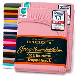 EXKLUSIV HEIMTEXTIL Doppelpack Jersey Spannbettlaken Premium Rosa 120 x 200 cm