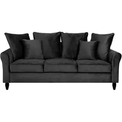 3-SITZER-SOFA Samtstoff Schwarz Bornholm