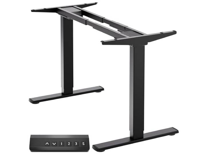 ONKRON Schreibtischgestell elektrisch 73-120 cm, bis 100 kg, CDF222E-B Tischgestell mit 2 Motoren, Memory-Steuerung, G-Sensor, Kindersicherung, ohne Tischplatte, in Schwarz; für Büro & Homeoffice