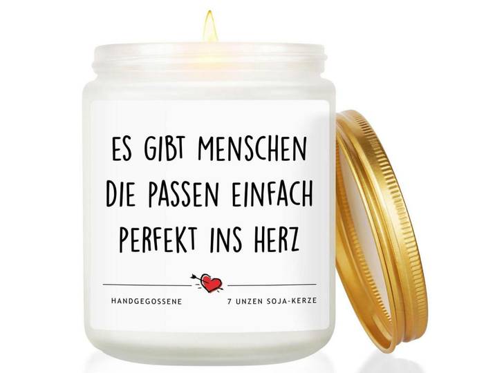 Duftkerze Lavendel 7 oz Soja-Kerze mit Spruch, Weiß, Paraffin, 9 cm, Dekoration, Kerzen & Kerzenhalter, Duftkerzen