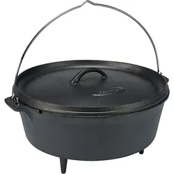 Gusseisentopf 5,5 L mit Deckel schwarz - Ideal fürs Outdoor-Kochen, gleichmäßige Wärmeverteilung - Bon-fire Feuertopf