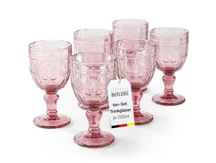 BUTLERS VICTORIAN Weingläser, 6er-Set mit Stiel, 230 ml