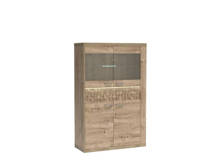 Vitrine BALESTRAND - Eiche - Schublade - Beleuchtung - 102 x 160 x 41 cm