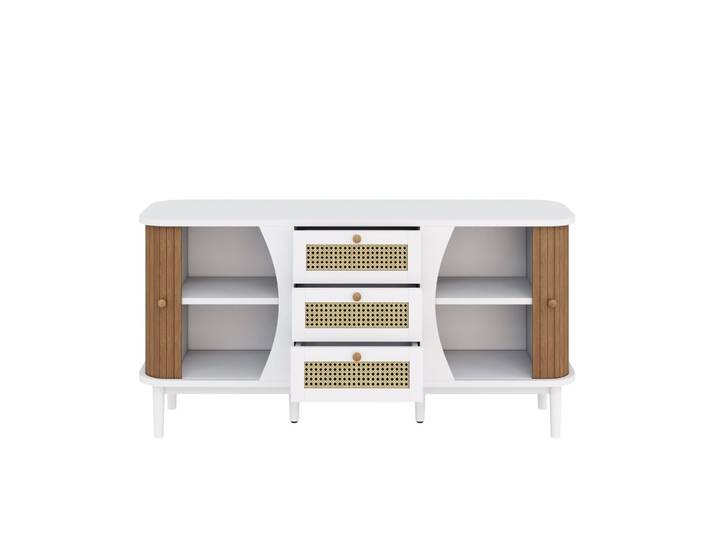 Buffet en mdf avec étagères réglables blanc 140,5x40x76 cm