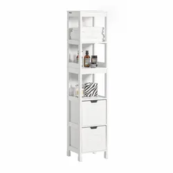 HOCHSCHRANK mit 3 offenen Fächern und 2 Körben Weiß 30x30x144cm