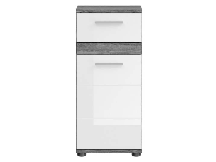 Standschrank Blake Rauchsilber/Weiß Hochglanz 35x79x31 cm
