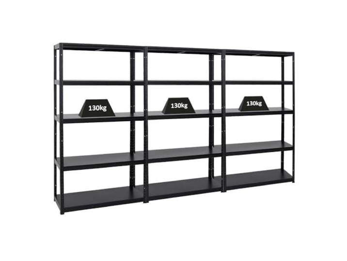 PROREGAL Mega Deal 3X Schwerlastregal Steel Eagle HxBxT 180x100x40 cm Fachlast 130kg Schwarz Garagenregal, Lagerregal, Steckregal, Weitspannregal