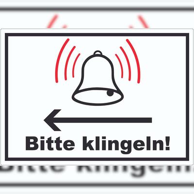 HB-Druck Bitte klingeln pfeil links Aufkleber A1 (594x841mm)