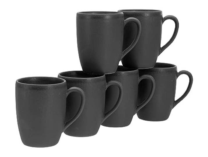 CreaTable\, 17874\, Série Soft Touch Black\, service de vaisselle\, ensemble de verres de 6 pièces.