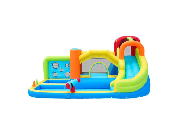 Flieks Hüpfburg Kinder Wasserpark Trampolin Rutsche Basketball Klettern, Blau, 315x203x410 cm, Freizeit & Co, Gartenspielzeug, Hüpfburgen & Trampoline