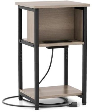 Costway 3-Tier End Table with USB Ports & Power Outlets-1 Piece
