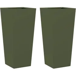 vidaXL Pflanzkübel 2 Stk. Olivgrün 35x35x75 cm Stahl