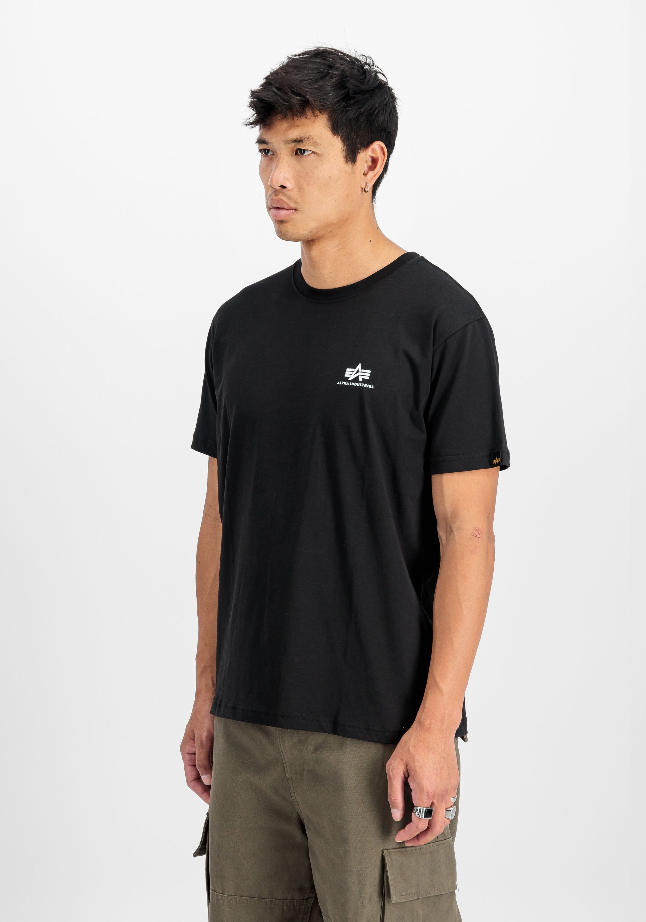 T-Shirt ALPHA INDUSTRIES "Basic SL T-Shirt", Herren, Gr. 3XL, schwarz, Obermaterial: 100% Baumwolle, Shirts T-Shirt schwarz 3XL
