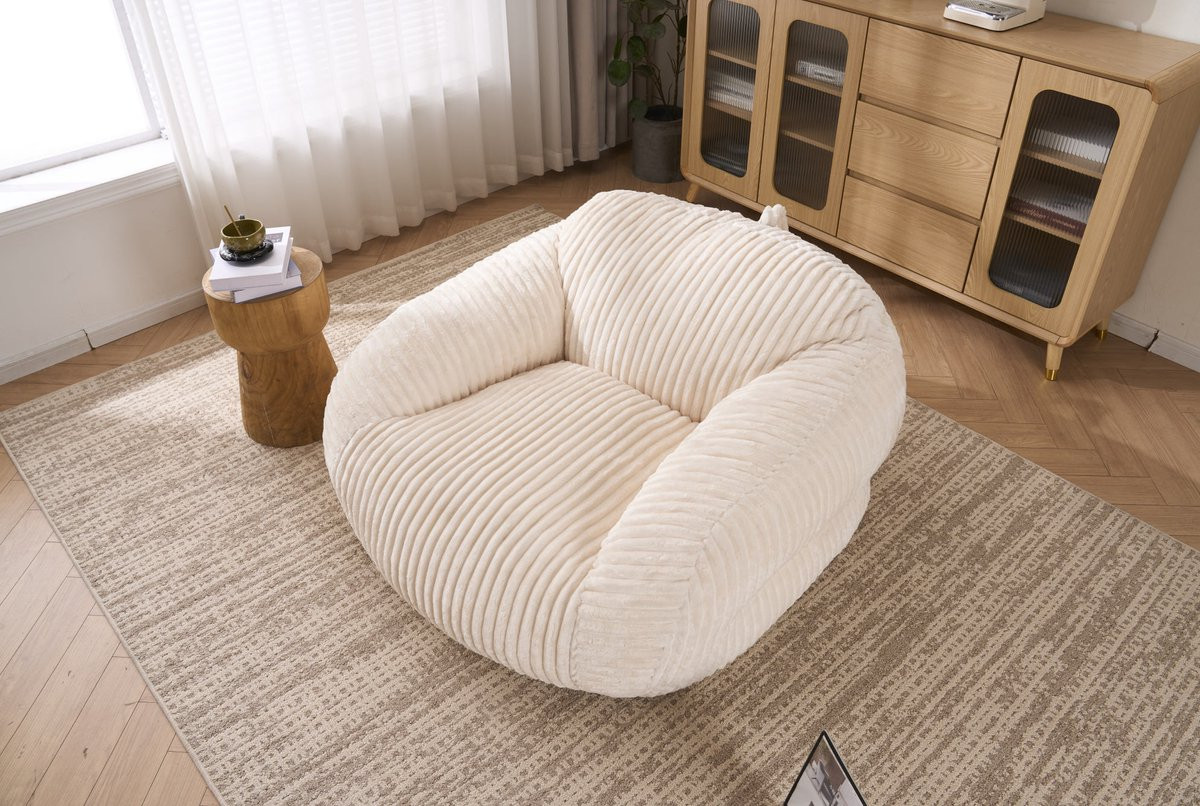 HAUSS SPOLE Zitzak Loungestoel met Rugleuning in Beige Ribstof