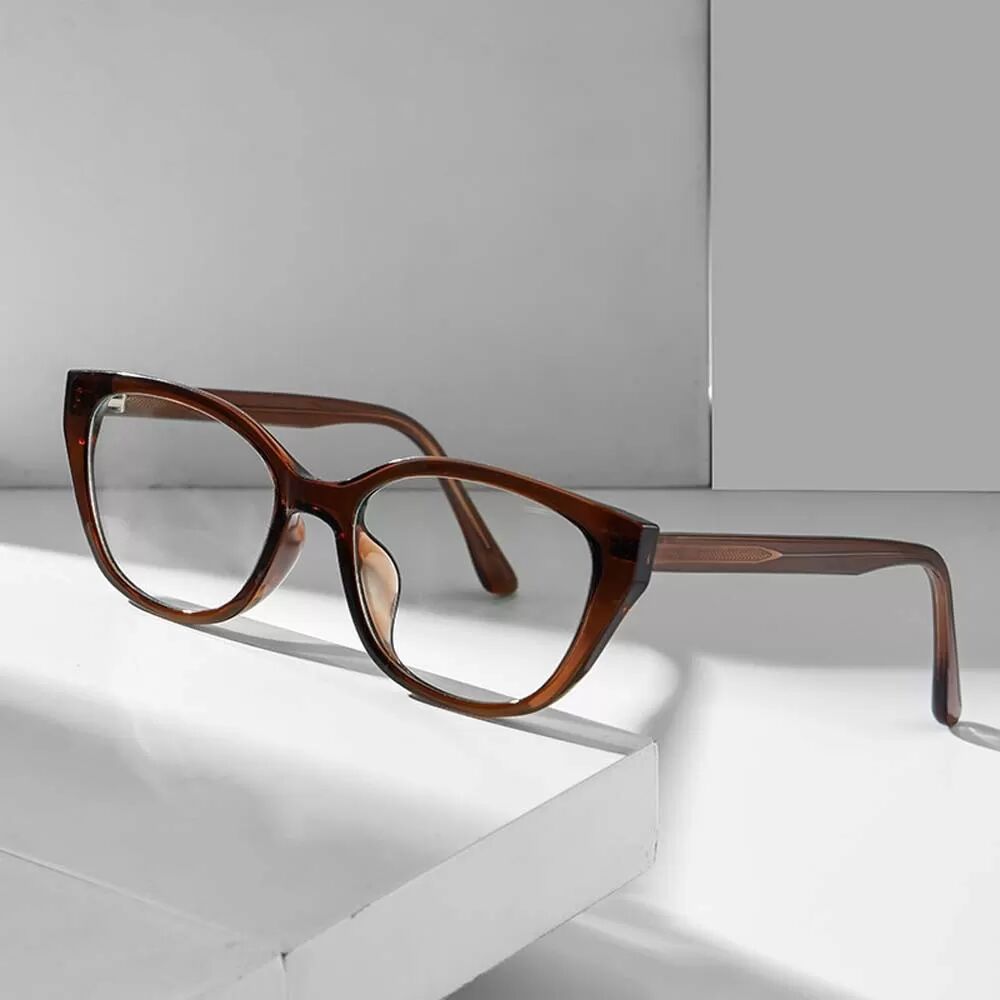 INF Kompatibel mit Katzenaugen Blaulichtfilter Brille TR90+PC Rahmen, Retro Stil, Unisex, Mehrfarbig, Leicht und Komfortabel Braun