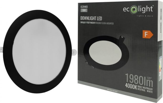 Master Trade LED inbouwspot, rond, zwart, 18W, 4000K