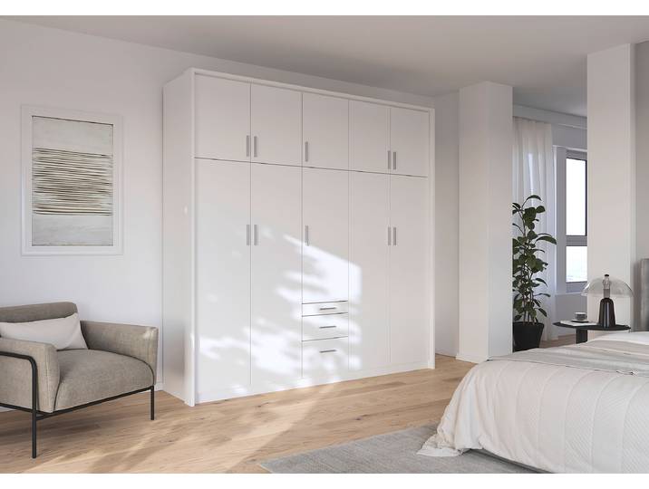 Drehtürenschrank Hildesheim Passepartout 230cm Weiß/Alpinweiß ohne Spiegeltür/-en