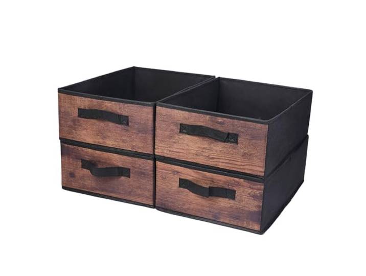 BOMKEE Kallax Lot de 4 Boîtes Boite Rangement Tissu Vetement\, Boite de Rangement Pliable Avec Poignée pour Vêtements\, Enfant Jouets\, Livres (39 x 29 x 14 cm)