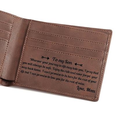 graviertes Echtleder Portemonnaie für Männer, lasergraviertes Vintage-Portemonnaie aus PU-Leder, perfektes Weihnachtsgeschenk, schmales horizontales Portemonnaie für Männer, trendy langlebig