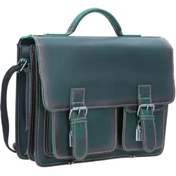 Greenburry Aktentasche Leder 39 cm, Notebooktasche, Grün