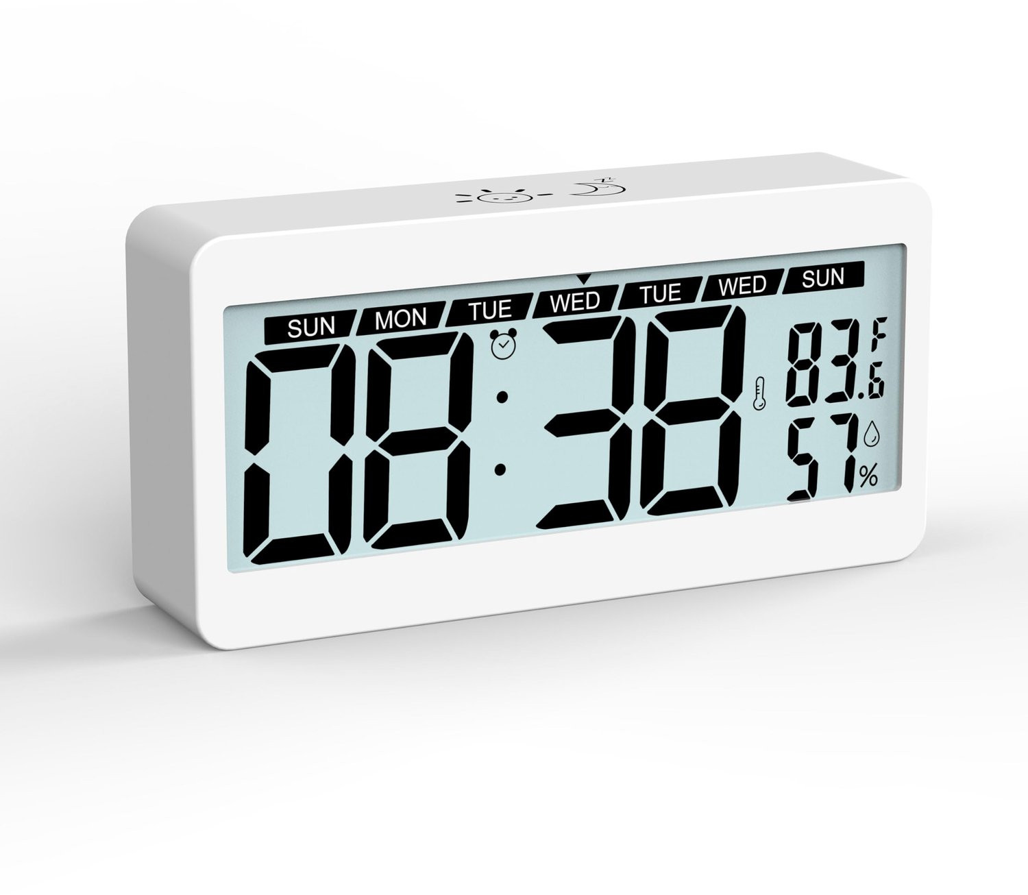 Digitale LCD-wandklok met nachtlampje, temperatuur, vochtigheid en datumweergave - ShopVlot