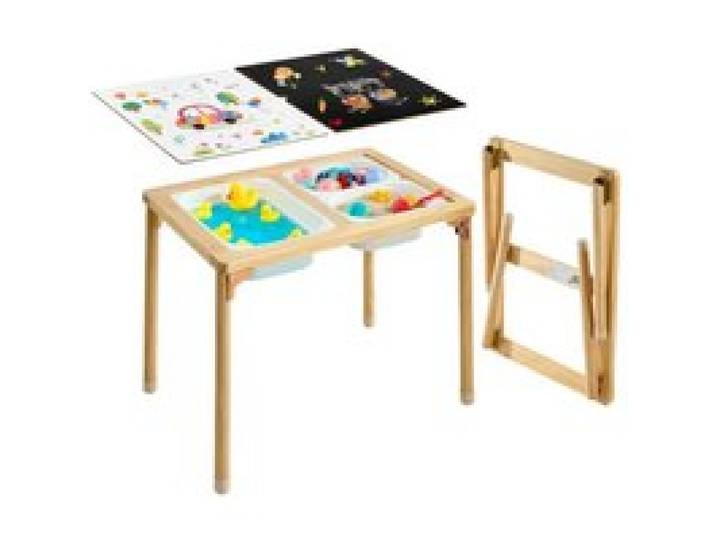 VEVOR Table Sensorielle pour Tout-Petits, Table d'Activité en Bois Pliable pour Enfants, Tableaux Double Face, Bacs de Rangement, Pieds Antidérapants, pour Jeux de Sable et d'Eau, Dessin, Éveil