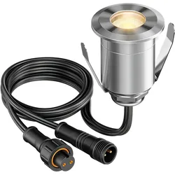 ledscom.de LED Bodeneinbauleuchte BINO für außen, IP67, Edelstahl, Glas, edelstahl, rund, 32mm Ø, warmweiß