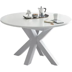 ESSTISCH Rund ausziehbar Edda 10 130 x 130 x 78 Küchentisch Weiß Matt Lack