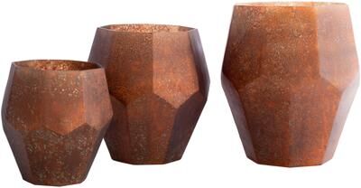 Livabliss "Eburwin Glass Traditional Hurricane Set (3-piece) - 12"" x 11"" x 11"", 11"" x 10"" x 10"", 8"" x 8"" x 8"""