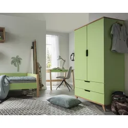 INFANSKIDS »Infanscolor« Kinderzimmer Kleiderschrank grün grün-Buche / 3-Türig