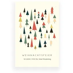 Einladungskarte Weihnachten: Tannenwald in Creme