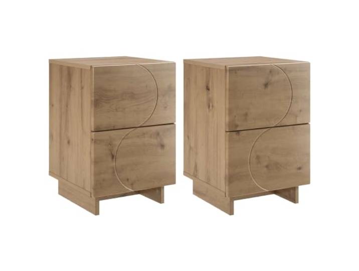 Favemtsl Nachttisch 2er Set Artisan-Eiche Optik 33.5x34.5x50 cm Kompakter Beistelltisch im 2er Set für das Schlafzimmer mit flexibel montierbarer Schublade und pflegeleichter Oberfläche.