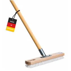 BawiTec Großraumschrubber 40 cm Breit Schrubber mit Holzstiel – Für Industrie & Haushalt