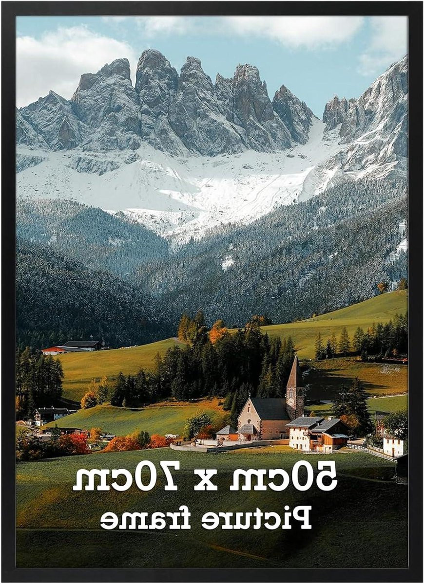 Zwarte aluminium fotolijst voor posters en wanddecoratie met shatter-proof PS front, 50 x 70 cm