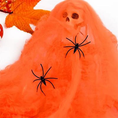 Uplifted Finds Halloween Artificial Stretchy Spider Web Scary Haunted House Scene Props orange