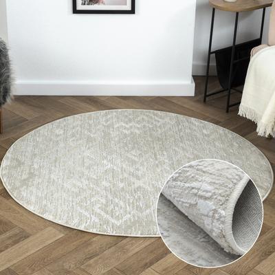 Teppich "My Type 2, LAGERRÄUMUNG", beige (cream, hellgrau, weiß), H:10mm Ø:120cm, Polyester, MYFLAIR MÖBEL & ACCESSOIRES, Teppiche, Teppich, Kurzflor, modernes Ethno-Style, besonders weich, auch in rund