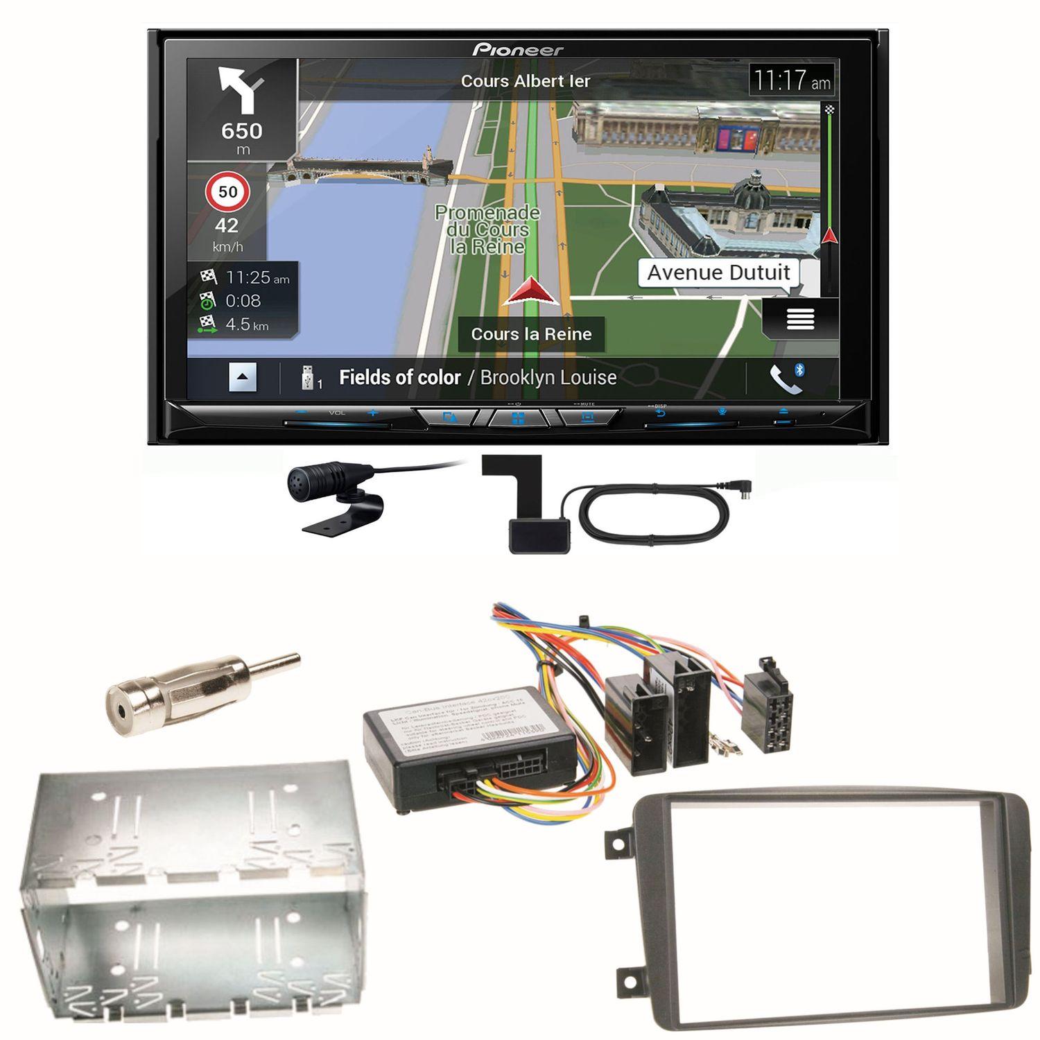 Pioneer AVIC-Z830DAB DAB+ USB Einbauset für Mercedes C-Klasse W203 CLK W208 W209