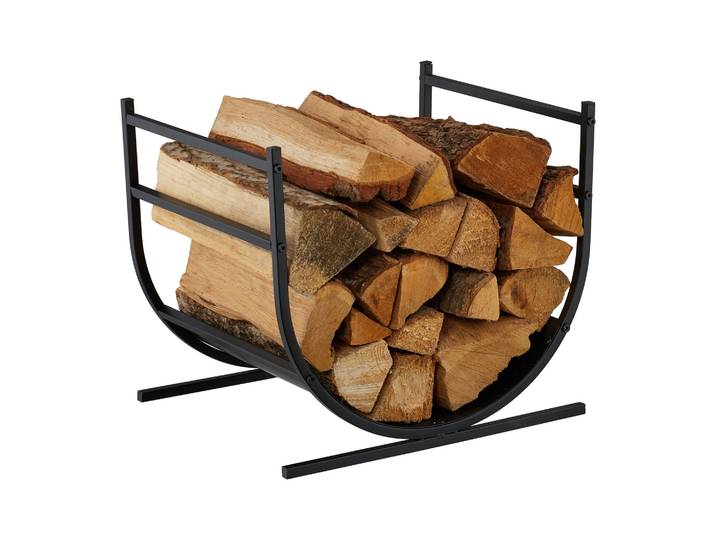 Modernes Kaminholzregal in U-Form Schwarz