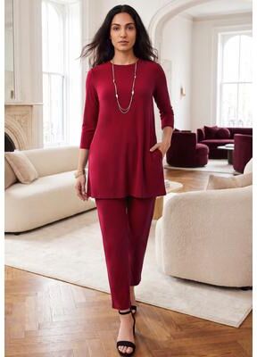 Plus Size Women's 2-Piece Stretch Knit Mega Swing Set by The London Collection in Rich Burgundy (Size 3X)
