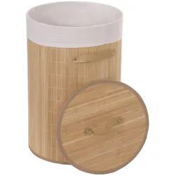 Mendler Wäschekorb HWC-C21, Laundry Wäschebox Wäschesammler Wäschebehälter Wäschetonne, Bambus rund 59x35cm 50l ~ naturfarben
