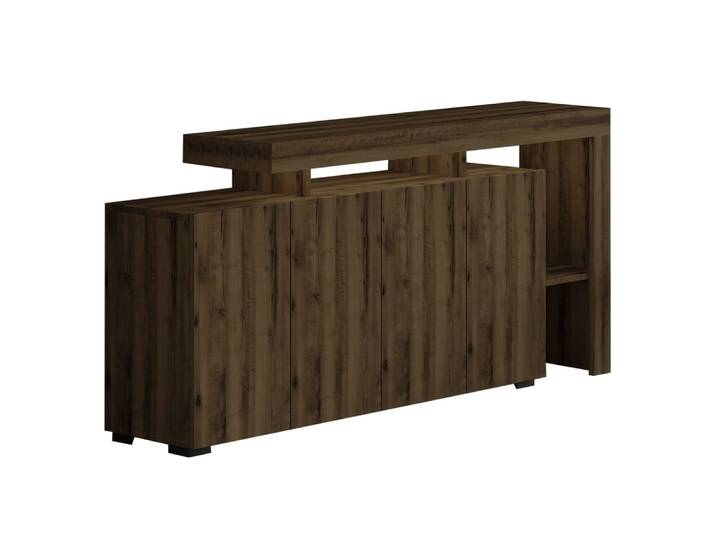 Buffet lumineux 4 portes avec niches ouvertes marron