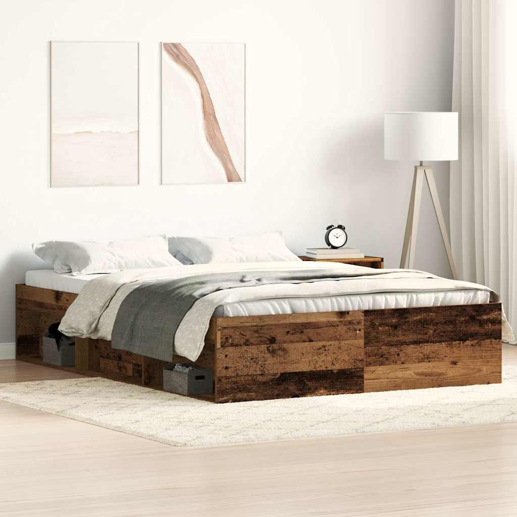 Latitude Run Afriani Storage Bed Old Wood Double (4'6)