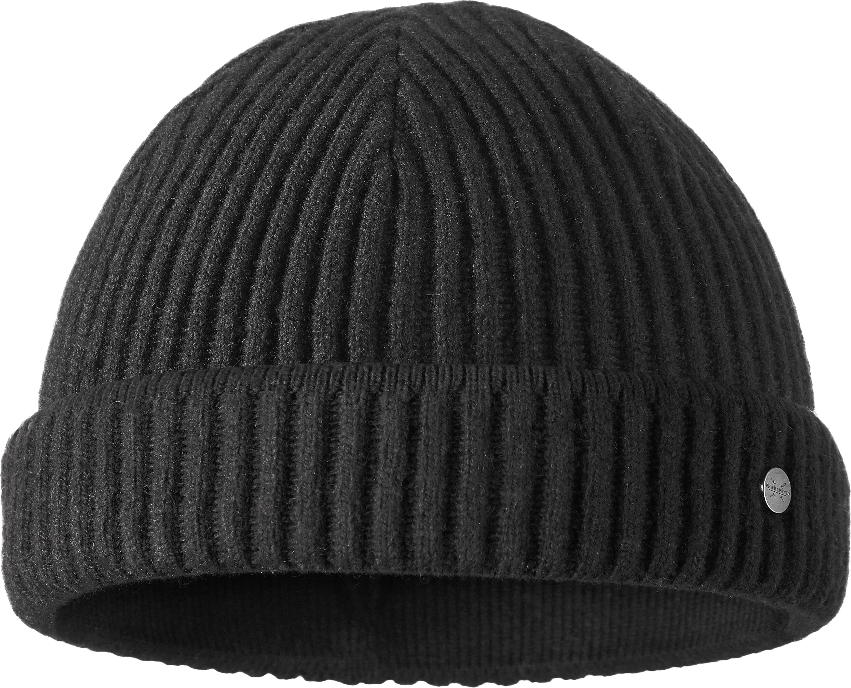 Strickmütze PEARLWOOD "MIKA", Herren, schwarz, Rippstrick, Materialmix, unifarben, Mützen Strickmütze, Rippstrick, sportive Passform, Temperaturregulierend, Wollanteil schwarz Einheitsgröße
