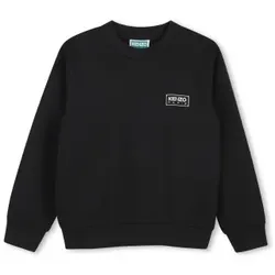 Kenzo Kids Unisex für Kinder. K62040 Sweatshirt Logo schwarz (12Y= 150cm), Lässig, Baumwolle, Langarm, Kinderbekleidung